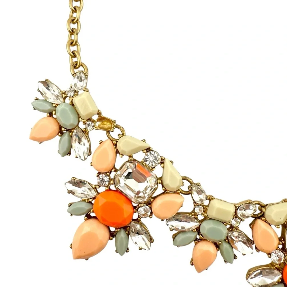 J. Crew Necklace in Orange, Gray, Peach and Cream Multi-Color Statement
